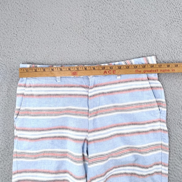 johnnie-O Shorts Mens 32 Gulf Blue Red Striped Linen Blend 9" Inseam Chino - Picture 11 of 16